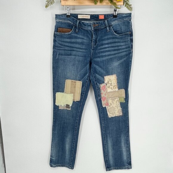 Pilcro Premium Hyphen Patchwork Jeans Size 29 Boyfriend Slouchy - Picture 5 of 12